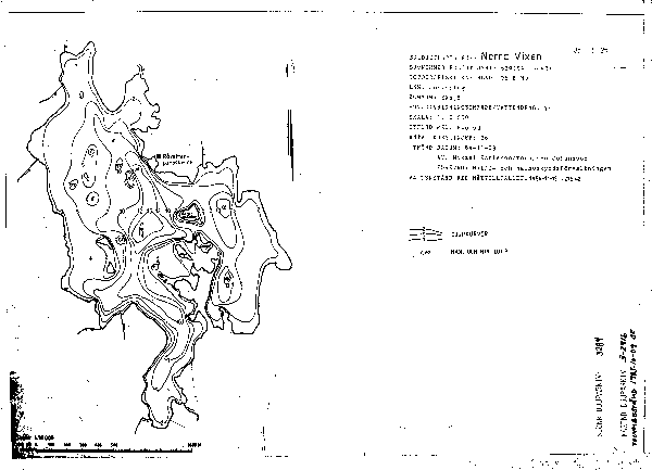 Djupkarta för Norra Vixen — Norra Vixen — blad 3-2916 (SMHI Vattenwebb)