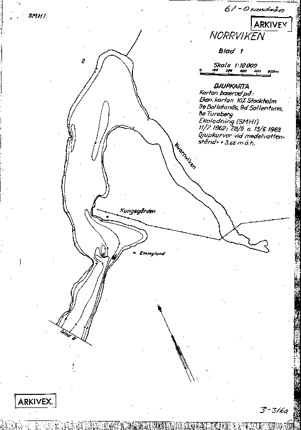 Djupkarta för Norrviken — Norrviken — blad 3-0316 (SMHI Vattenwebb)