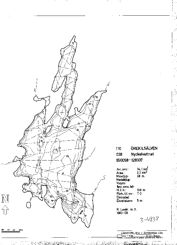 Djupkarta för Nyckelvattnet