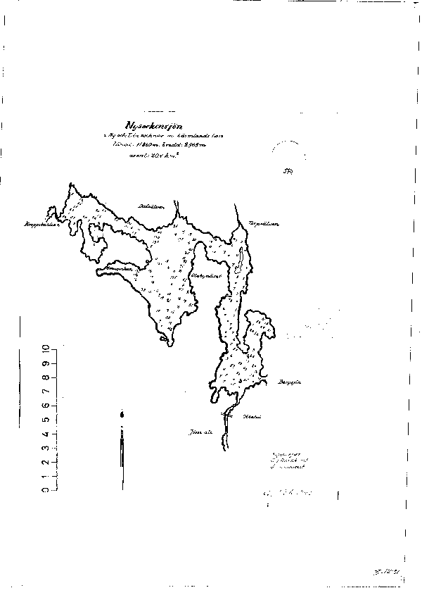 Djupkarta för Nysockensjön — Nysockensjön — blad 3-1231 (SMHI Vattenwebb)