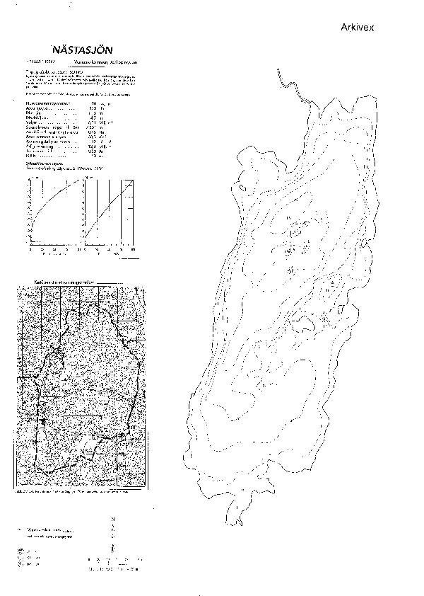 Djupkarta för Nästasjön i Värnamo — Nästasjön — blad 2-1054 (SMHI Vattenwebb)