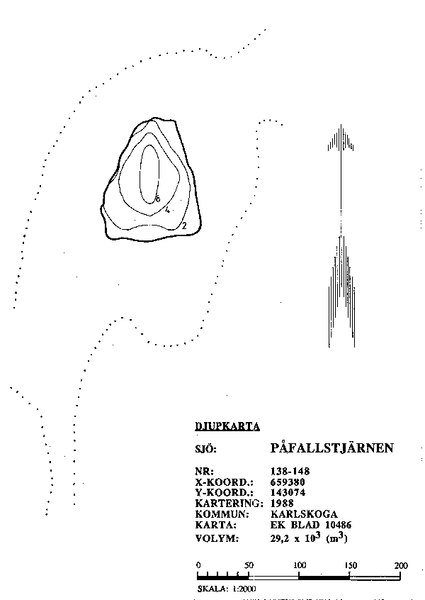 Djupkarta för Påfallstjärnen — SMHI Vattenwebb