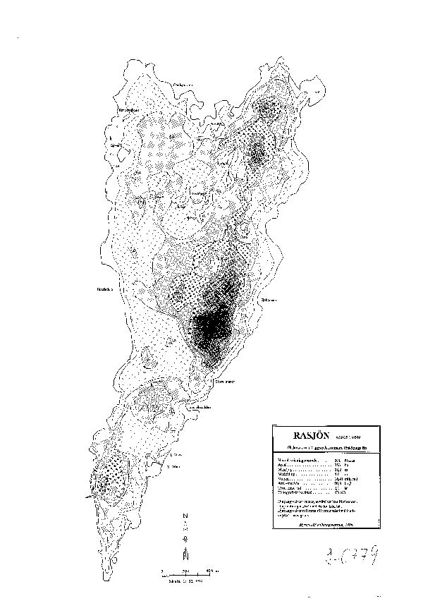 Djupkarta för Rasjön — Rasjön — blad 2-0779 (SMHI Vattenwebb)