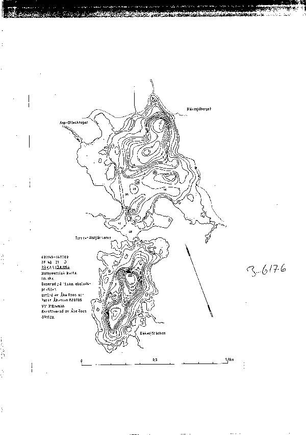 Djupkarta för Räkasjöarna — Räkasjöarna — blad 3-6176 (SMHI Vattenwebb)