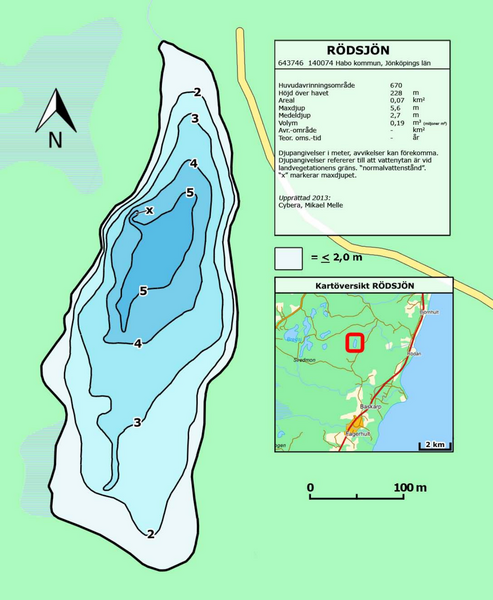 Djupkarta för Rödsjön