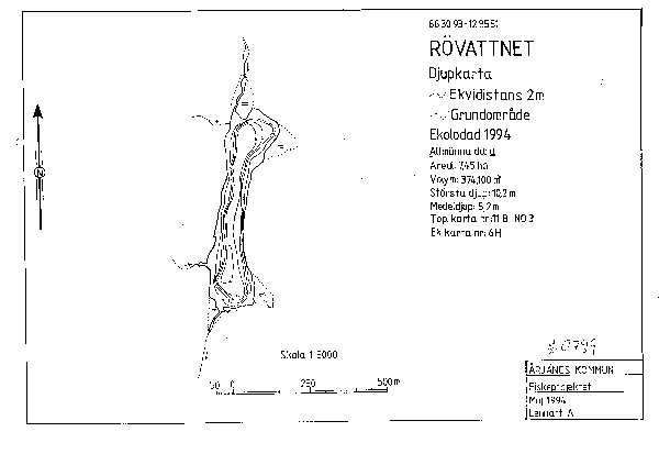 Djupkarta för Rövattnet