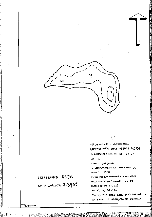 Djupkarta för Sandebogöl — SMHI Vattenwebb