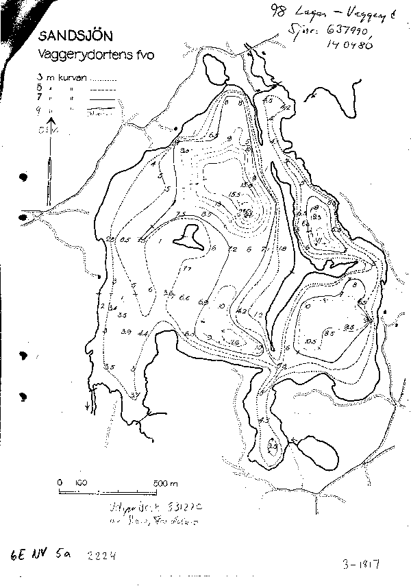Djupkarta för Sandsjön
