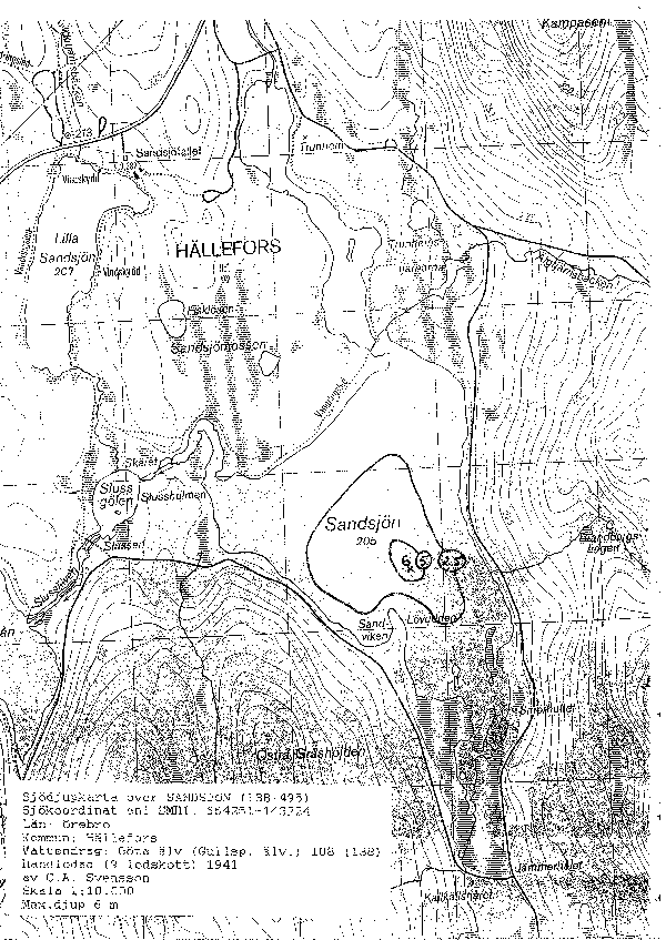 Djupkarta för Sandsjön
