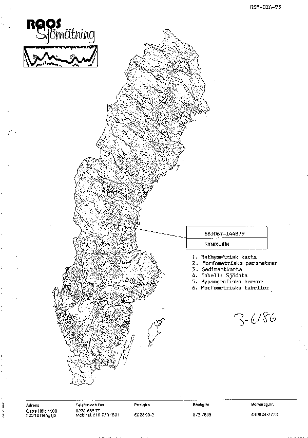 Djupkarta för Sandsjön