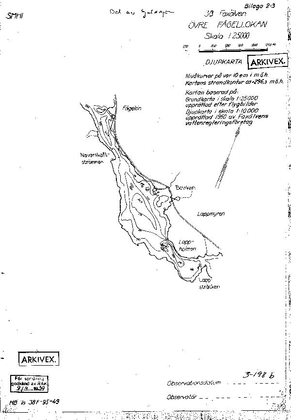 Djupkarta för Sjulssjön — Sjulssjön — blad 3-0198 (SMHI Vattenwebb)