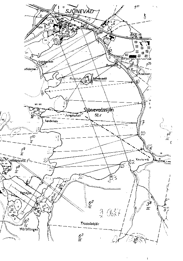 Djupkarta för Sjönevadssjön — Sjönevadssjön — blad 2-0627 (SMHI Vattenwebb)