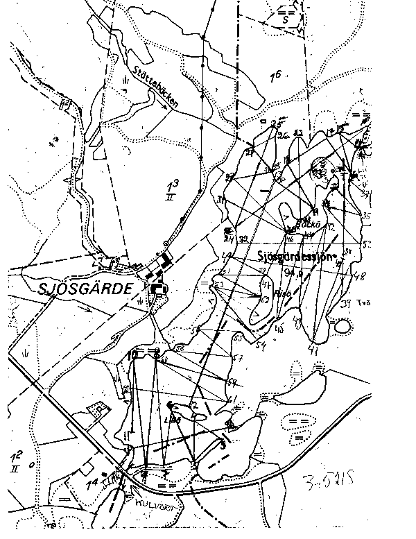 Djupkarta för Sjösgärdessjön i Falkenberg — Sjösgärdessjön — blad 3-5218 (SMHI Vattenwebb)