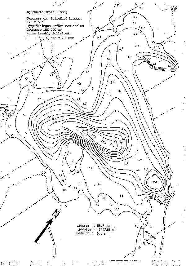 Djupkarta för Skedomsjön — Skedomsjön — blad 5-0722 (SMHI Vattenwebb)