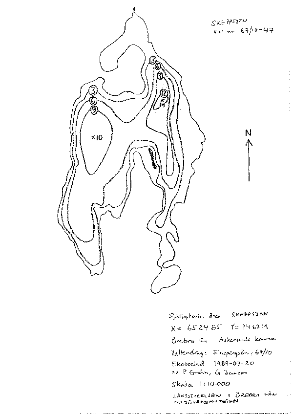 Djupkarta för Skeppsjön i Askersund — Skeppsjön — blad 3-4444 (SMHI Vattenwebb)