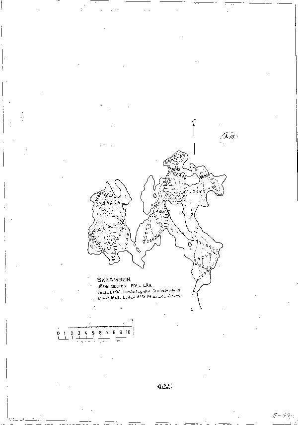 Djupkarta för Skramsen i Vansbro — Skramsen — blad 2-0099 (SMHI Vattenwebb)