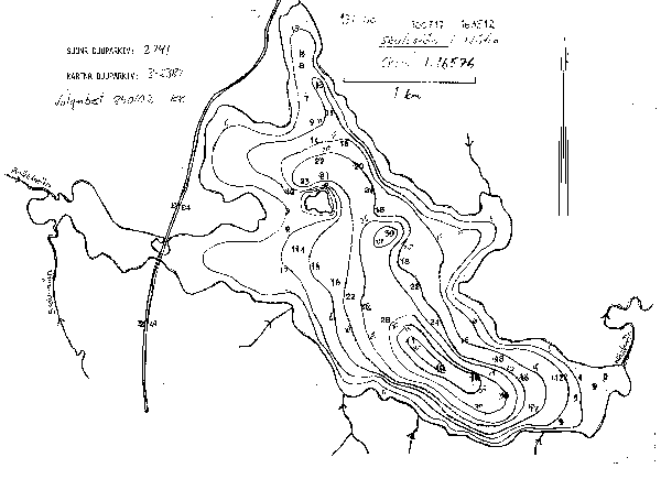 Djupkarta för Skulesjön — Skulesjön — blad 3-2384 (SMHI Vattenwebb)