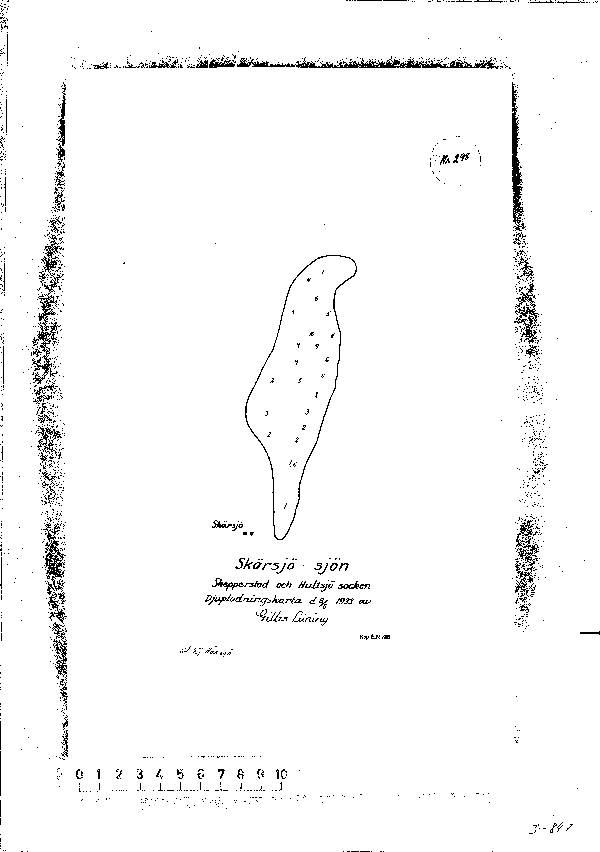 Djupkarta för Skärsjön i Sävsjö — Skärsjön — blad 3-0847 (SMHI Vattenwebb)