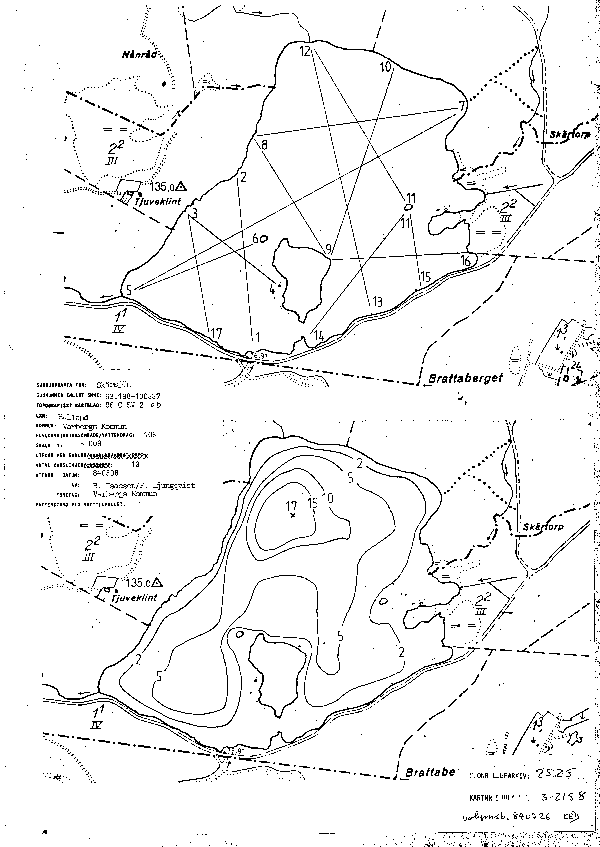 Djupkarta för Skärsjön i Varberg — Skärsjön — blad 3-2158 (SMHI Vattenwebb)