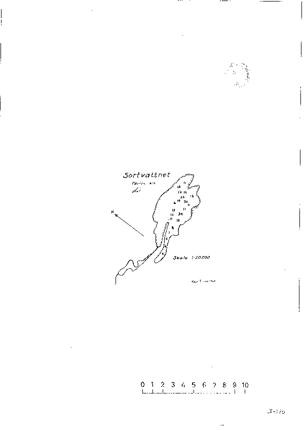 Djupkarta för Sortvattnet — Sortvattnet — blad 3-0580 (SMHI Vattenwebb)