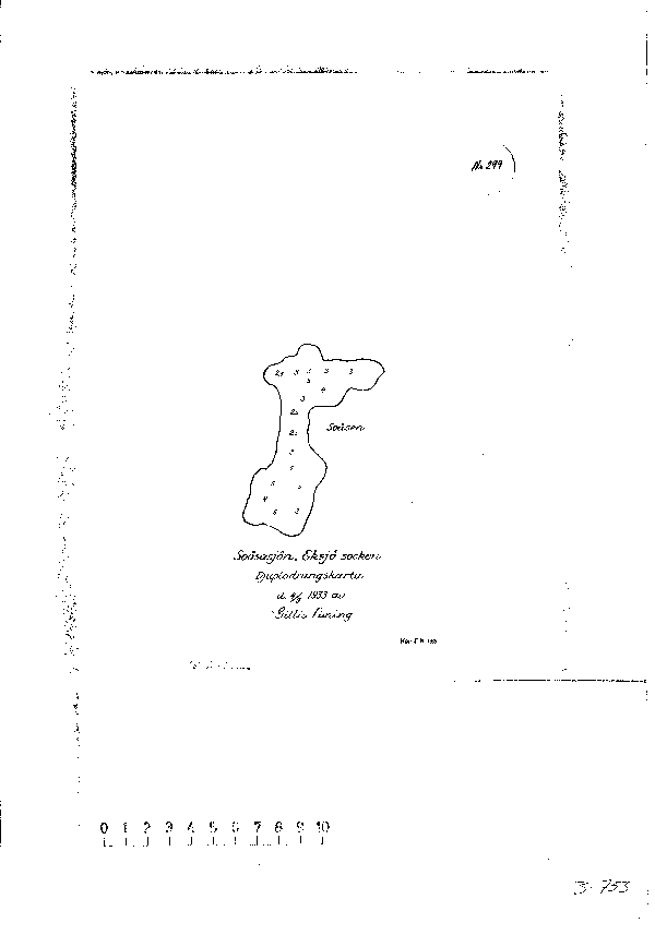 Djupkarta för Soåsasjön — Soåsasjön — blad 3-0753 (SMHI Vattenwebb)