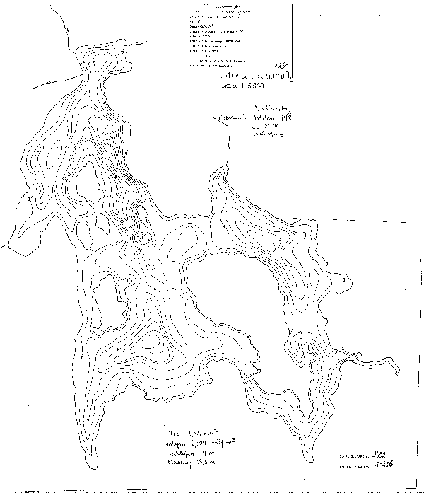 Djupkarta för St Hammarsjö — St Hammarsjö — blad 2-0256 (SMHI Vattenwebb)