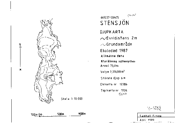 Djupkarta för Stensjön
