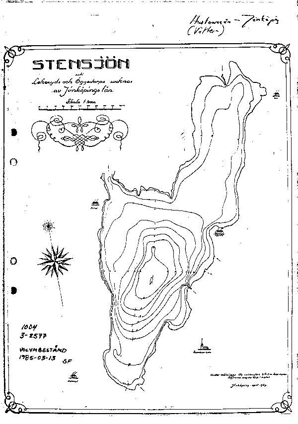 Djupkarta för Stensjön i Jönköping — Stensjön — blad 3-2577 (SMHI Vattenwebb)