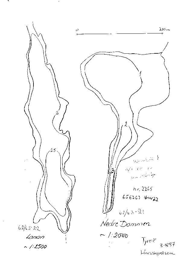Djupkarta för Stensjön i Tyresö — Lanan — blad 3-1887 (SMHI Vattenwebb)