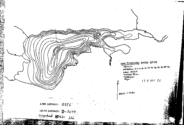 Djupkarta för Stor-Myckelsjön — Stor-Myckelsjön — blad 3-2649 (SMHI Vattenwebb)