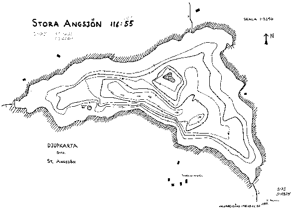 Djupkarta för Stora Angsjön i Ronneby — Stora Angsjön — blad 3-2824 (SMHI Vattenwebb)