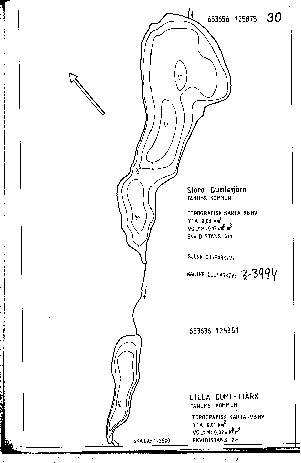 Djupkarta för Stora Dumletjärn — SMHI Vattenwebb
