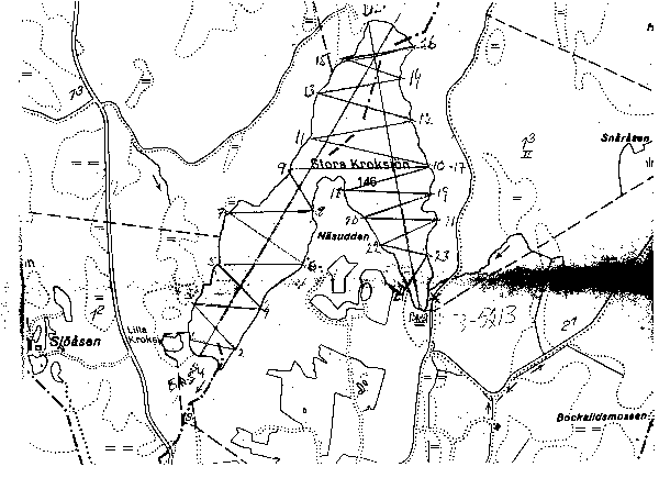 Djupkarta för Stora Kroksjön i Falkenberg — Stora Kroksjön — blad 3-5213 (SMHI Vattenwebb)