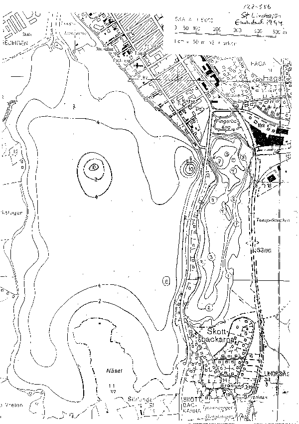 Djupkarta för Stora Lindessjön — Stora Lindessjön — blad 2-0657 (SMHI Vattenwebb)