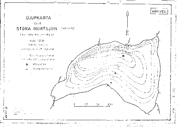 Djupkarta för Stora Mörttjärnen i Filipstad — Stora Mörtsjön — blad 3-1437 (SMHI Vattenwebb)