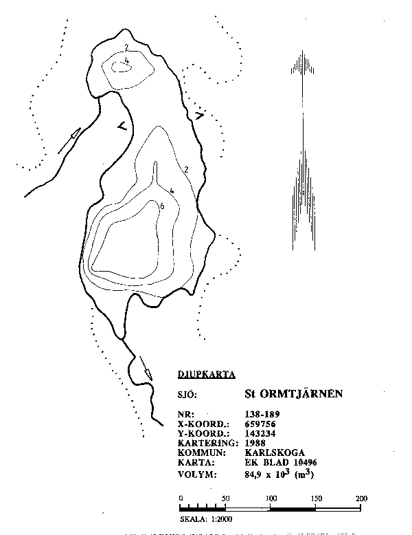 Djupkarta för Stora Ormtjärnen