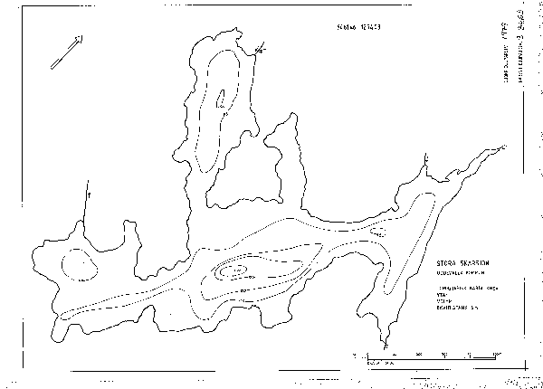 Djupkarta för Stora Skarsjön — Stora Skarsjön — blad 3-3465 (SMHI Vattenwebb)