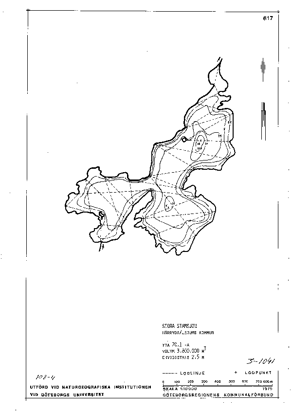 Djupkarta för Stora Stamsjön — Stora Stamsjön — blad 3-1041 (SMHI Vattenwebb)