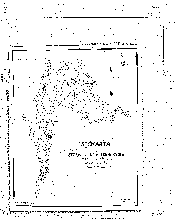 Djupkarta för Stora Trehörningen i Laxå — Stora Trehörningen — blad 2-0218 (SMHI Vattenwebb)