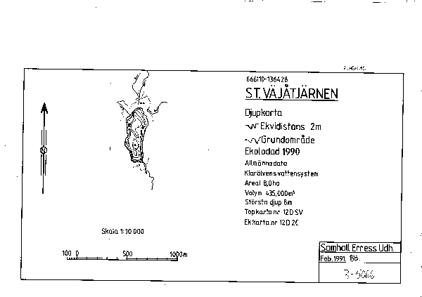Djupkarta för Stora Väjåtjärnen — SMHI Vattenwebb