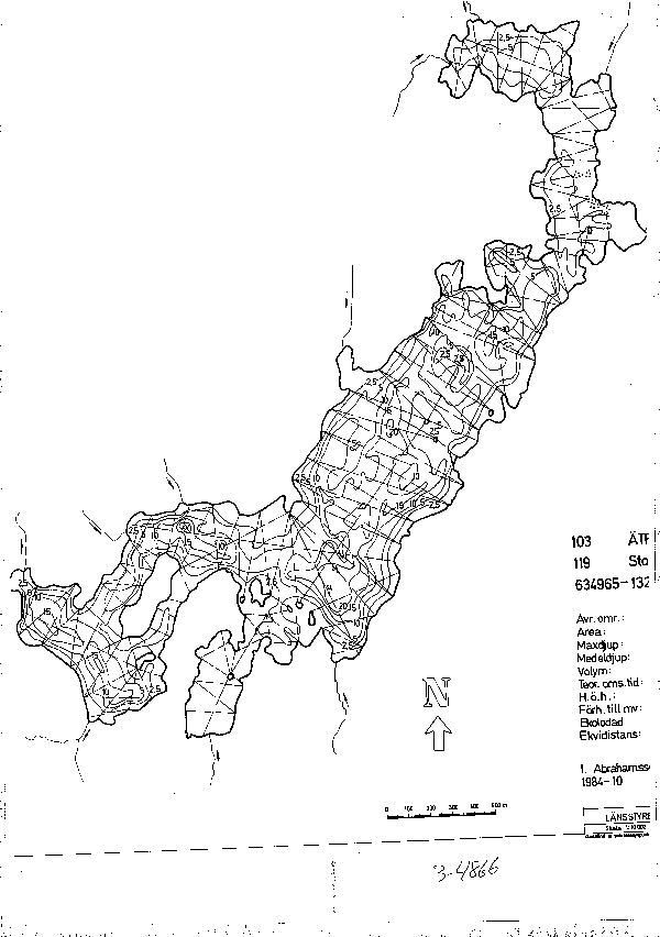 Djupkarta för Storasjön — Storasjön — blad 3-4866 (SMHI Vattenwebb)