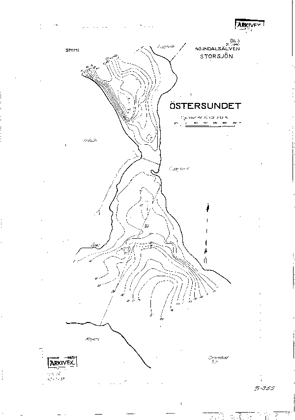 Djupkarta för Storsjön — Storsjön Östersundet (SMHI Vattenwebb)