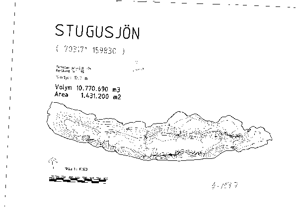 Djupkarta för Stugusjön i Örnsköldsvik — SMHI Vattenwebb