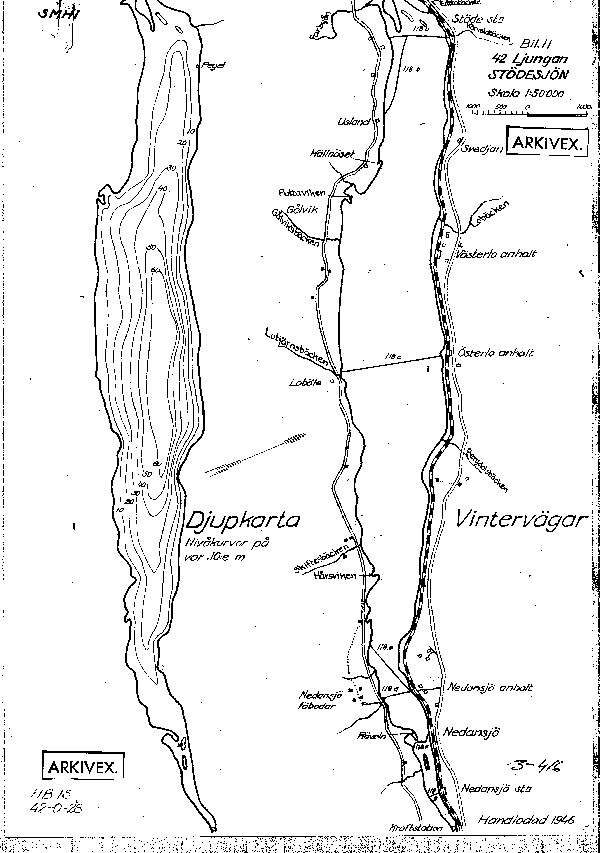 Djupkarta för Stödesjön — Stödesjön — blad 3-0416 (SMHI Vattenwebb)