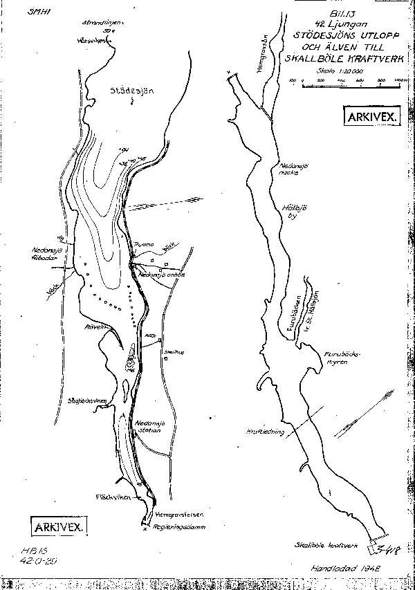 Djupkarta för Stödesjön — Stödesjön — blad 3-0418 (SMHI Vattenwebb)