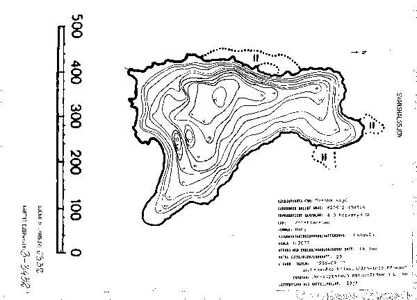 Djupkarta för Svanshalssjön — Svanshalssjön — blad 3-3452 (SMHI Vattenwebb)