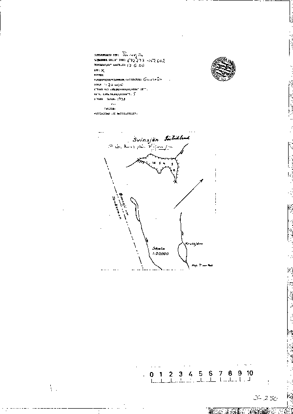 Djupkarta för Svinsjön i Sandviken — Svinsjön — blad 3-0230 (SMHI Vattenwebb)