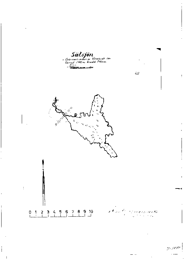 Djupkarta för Sälsjön i Sunne — Sälsjön — blad 3-1272 (SMHI Vattenwebb)