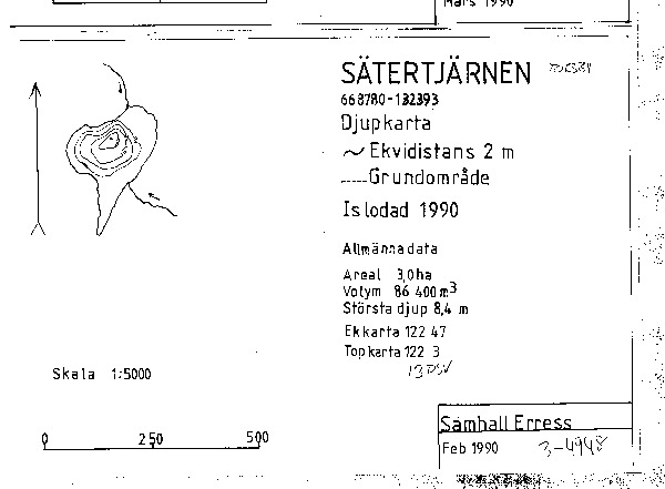 Djupkarta för Sätertjärnen i Värmland — SMHI Vattenwebb
