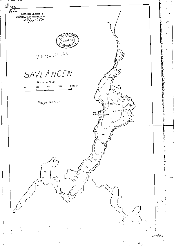 Djupkarta för Sävelången — Sävelången — blad 3-1093 (SMHI Vattenwebb)